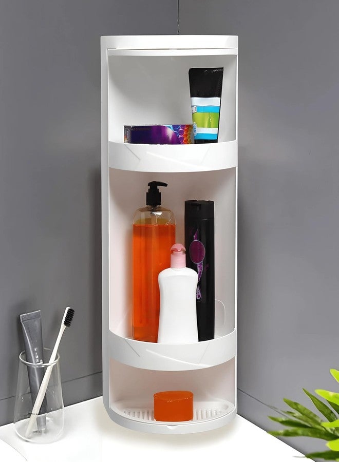 PRIME PICK رف تخزين مثلث دوار للحمام من برايم بيك | منظم متعدد الوظائف دوار 360 درجة، مثلث بلاستيكي | رف زاوية مقاوم للغبار والماء | خزانة الحمام، المطبخ، غرفة النوم - Image 1